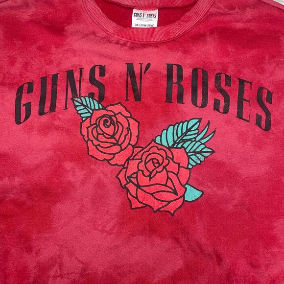 Guns N Roses Womens 3X  Red Tie Die Sweatshirt Rocker Heavy Metal Grunge Edgy - Picture 6 of 6